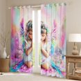 thumbnail image 2 of jejeloiu 3D Colorful Angel Wings Curtains Pack of 2 (42x84 Each),Multicolored Botanical Flowers Curtains Blackout For Girls, 2 of 6