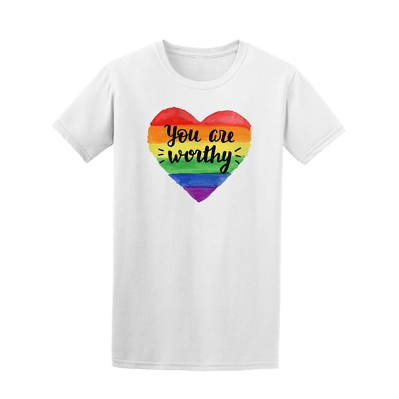 Rainbow Heart You Are Worthy Tee. Men's-Image by Shutterstock