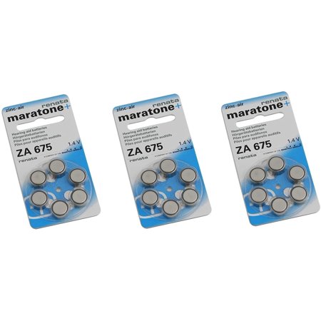 Renata Hearing Aid Battery ZA 675 Maratone Zinc Air Hearing Aid Pack of 6 Pcs (3 Pack of ZA 675)