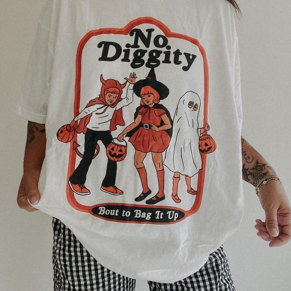 No Diggity Halloween Tee, trendy aesthetic vintage inspired Halloween shirt, mom Halloween tee