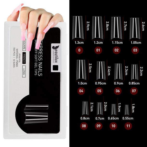 Beautilux Express Nails 552 unids/caja Oval Stiletto almendra cuadrado ataúd francés falso remojo puntas de uñas de Gel cápsula americana Tan Jianjun unisex