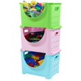 thumbnail image 3 of Basicwise QI003215.3 Contenant de Rangement en Plastique Empilable, Multicolore - Ensemble de 3, 3 of 6