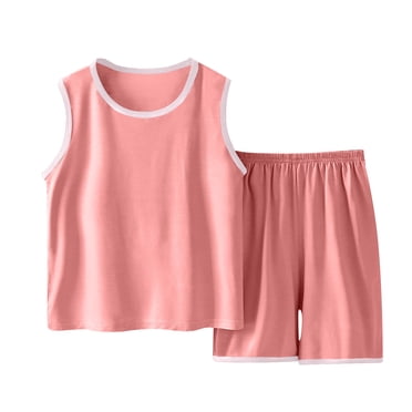 AherBiu Baby Clothes for Girls Crewneck Vests and Elastic Waist Shorts Casual Athletic Lightweight Summer Toddler Outfits