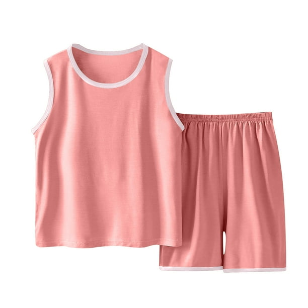 Puntoco Chaleco Modal Para Niños Ropa Para El Hogar Traje Pantalones Cortos Pijamas Finos De Verano Ropa De Aire Acondicionado Rosa 150, Regalo Para Mujeres