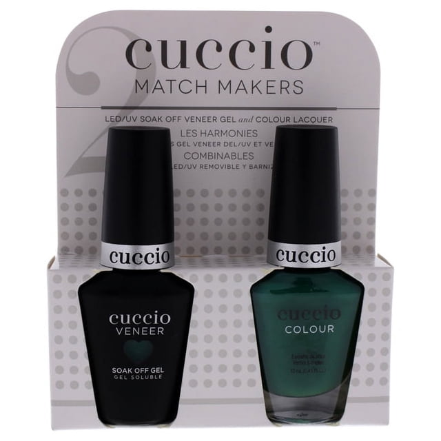 Match Makers Set - Jakarta Jade by Cuccio Color for Women - 2 piezas 0.44oz Veneer Soak Of Gel Esmalte de uñas, 0.43oz Esmalte de uñas de color