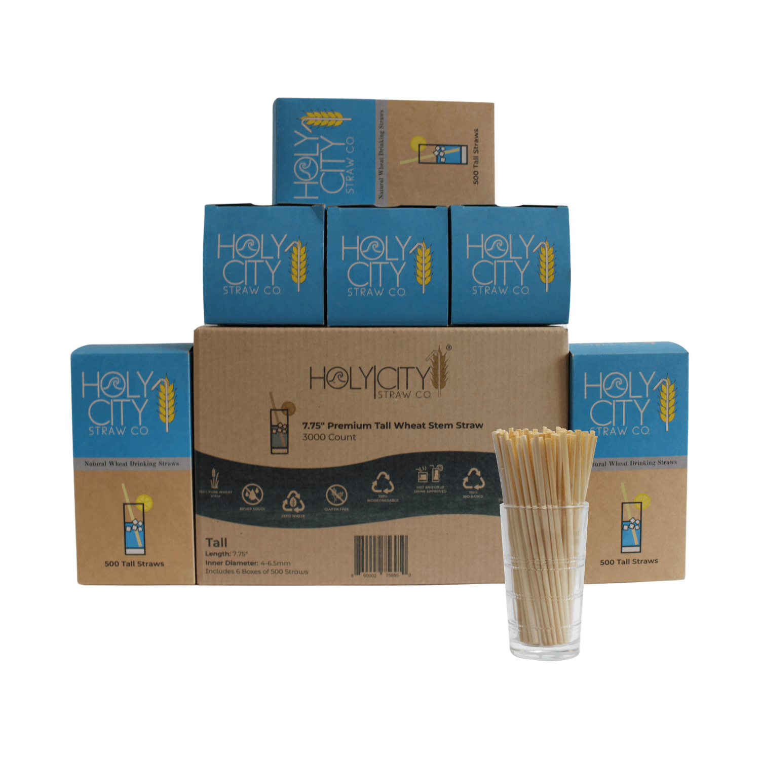 Holy City Straw Co. Premium Tall Wheat Stem Straws 3000ct. 7.75