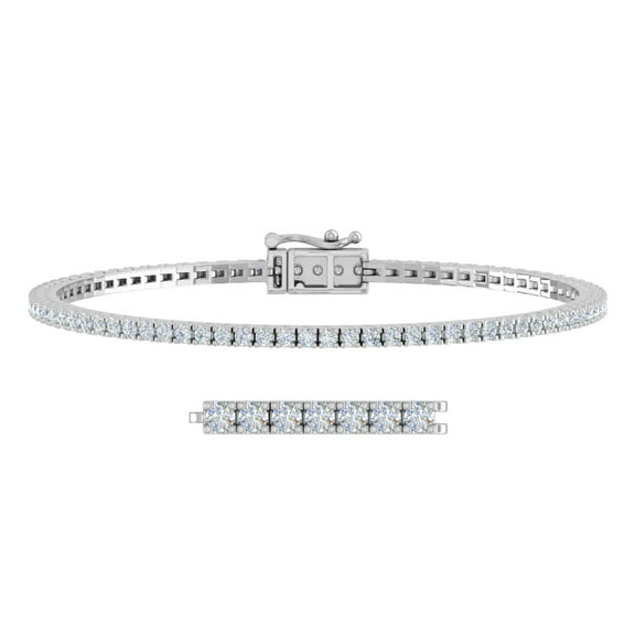 1 1/2 Carat Diamond Bracelet Tennis in 14K White Gold (7.5 Inch) - IGI Certified (SI1-SI2 Clarity)