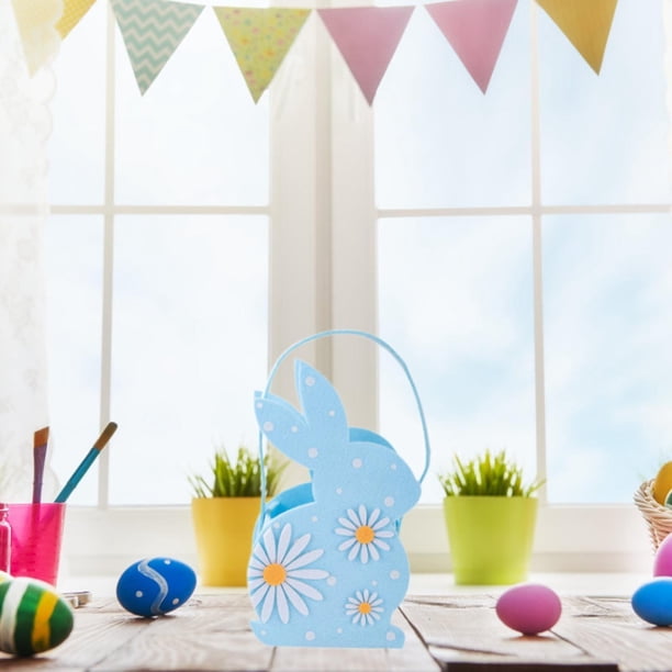 Bolsas de de Pascua decoración de canasta de conejo de Pascua Regalos de de almacenamiento bolsas de dulces para cumpleaños de compras Azul