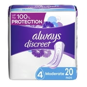 Always Discreet Incontinence Pads for Women, Moderate, 20 Count