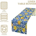 thumbnail image 4 of Italy Blue Tile Lemon Table Runner, Italian Navy Blue Burlap Watercolor Lemon Olive Summer Fruit Dinner Table Runners Farmhouse Coffee Table Home Kitchen Dresser Decor for Party Holiday 13"x108", 4 of 6