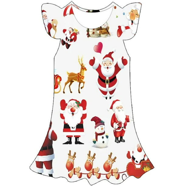 Ropa de verano para niños Vestidos bonitos de Navidad para niñas pequeñas Vestidos de fiesta de Papá Noel Vestidos pajarita trajes ropa Frocks4T Gao Jinjia LED