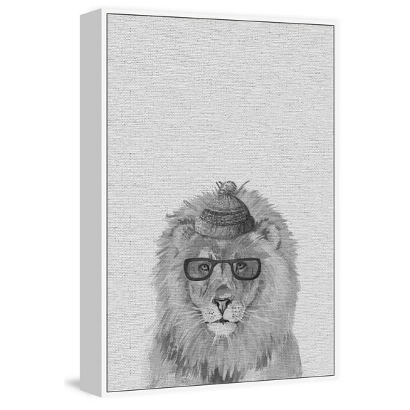 MARMONT HILL  - Handmade Funky Lion Floater Framed Print on Canvas 40 x 60