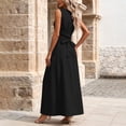 thumbnail image 4 of jtjvou Sleeveless Crewneck Maxi Dresses for Women Elegant Classy Dress A Line Tie Waist Dresses Semi Formal Modest Dress Black L, 4 of 5