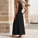 thumbnail image 3 of Vestido de Camiseta Negra para las Mujeres Casual Sólido Cuello Redondo sin Mangas Elegante Suelto Vestido Largo para Cualquier Ocasión, 3 of 5