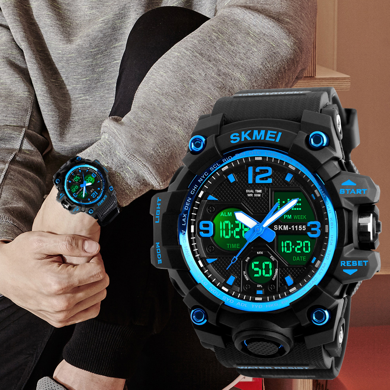 SKMEI Men's Digital Sports Watch Waterproof Blue photo 3