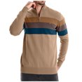 thumbnail image 1 of GigrtiJin Mens Quarter Zip Pullover Sweater Long Sleeves Striped Colorblock Sweaters Winter Warm Ribbed Knit Sweatshirt, 1 of 6