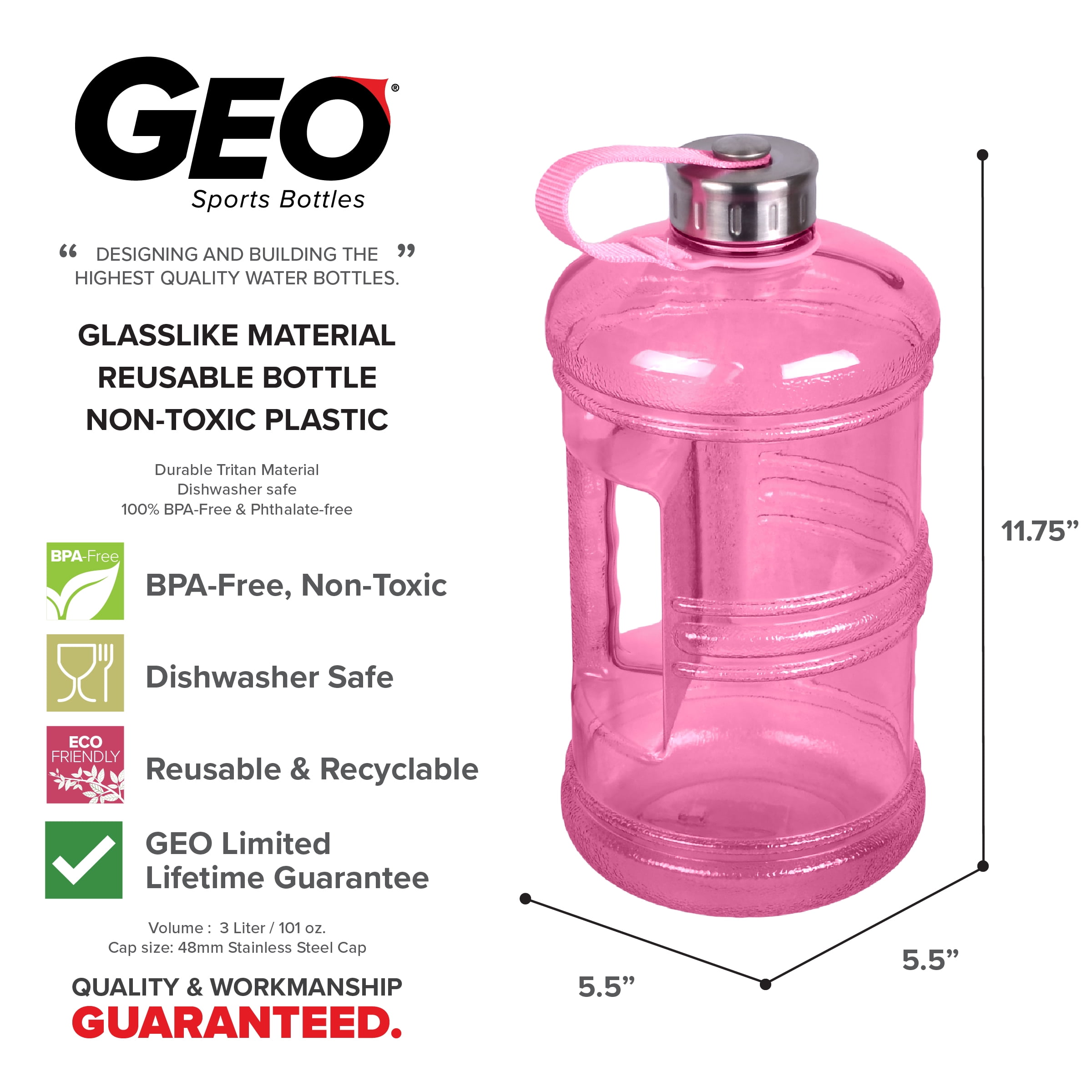 Rubbermaid 2000833 Water Bottle 24 oz Pink BPA Free Pink
