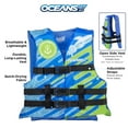 thumbnail image 5 of Oceans7 Youth Open Side Life Vest, Durable, Easy Fit, 50-90 lbs, Blue/Green, Unisex, Nylon, 5 of 8