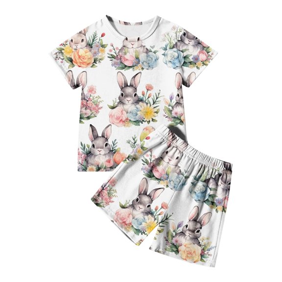 Shadoumai Easter Outfit Toddler Girl 5t Bunny Eggs Happy Easter Short Sleeves Shirt Short Pants Sets 2pc Summer Outfit Set
