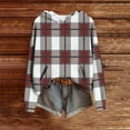thumbnail image 3 of Brondbend Hoodies for Women Womens Pullover Long Sleeved Pocket Pullover Plaid Comfortable Oversized Tops Ladies Climb Mountains Fall Winter Wear Wine, 3 of 6