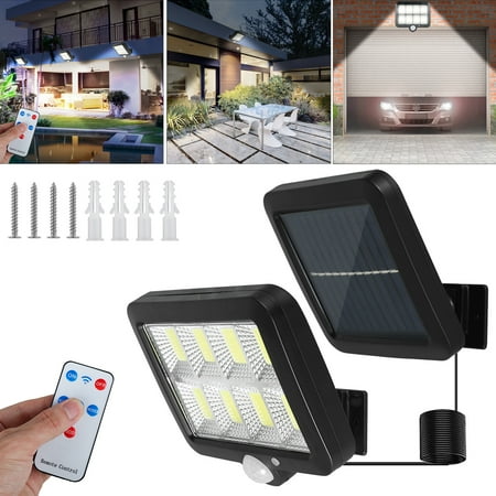 

Jytue Motion Sensor Solar Wall Lights Solar Security Light 3 Lighting Modes Solar Fence Spotlight with 120 Degree Angle Remote Control IP65 for Front Door Balcony Barn Garage