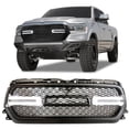 thumbnail image 2 of Ikon Motorsports Compatible with 19-24 Dodge Ram 1500 LED DRL Grille W/ Switchback Turn Signal - Matte Black, 2 of 8
