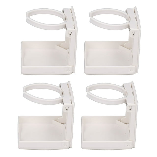 4Pcs Foldable Cup Holder, Adjustable Drink Mug Holder with Mounting Screws and Double Side Stickers for RV Car Ship Vertical Or Wall Mounting