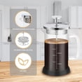 thumbnail image 3 of Mini French Press Coffee Maker-304 Stainless Steel Grilles, Borosilicate Glass Small Coffee Press,Non-slip Silicone Base-12 oz /350 ml with 2 Filter Screen-2 Cup Teapot, 3 of 4