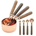 thumbnail image 4 of Kitchen Baking Measuring Cup Set Of 4 Measuring Spoon Set Of 4 Thickened Copper-plated Measuring Spoon Wooden Handle Seasoning, 4 of 7