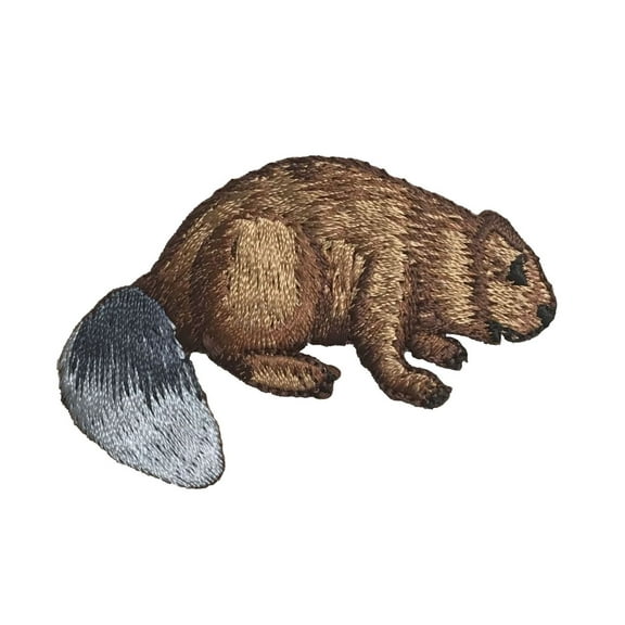 Natural Brown Beaver - Iron on Applique/Embroidered Patch