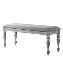 Salines Upholstered Turned Leg Dining Bench in Rustic White