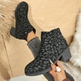 thumbnail image 6 of Dakaela Womens Black Chelsea Boots Suede Leopard Casual Ankle Booties Side Zip Elastic Slip on Dress Work Boot Shoes Black 6.5, 6 of 8