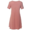 thumbnail image 2 of FashionOutfit Women's Solid Round Neck Short Sleeves Dress with Side Pocket, 2 of 5