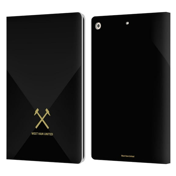 Head Case Designs Officially Licensed West Ham United FC Hammer Marque Kit Black & Gold Leather Book Wallet Case Cover Compatible with Apple iPad 10.2 2019/2020/2021