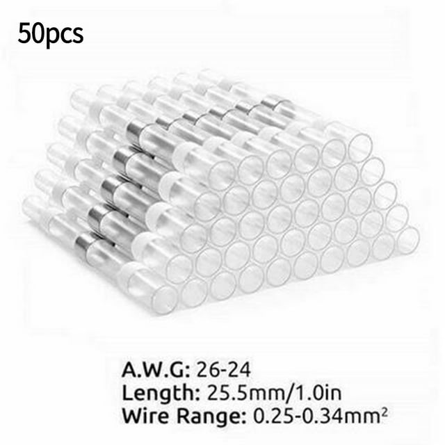 50Pcs Étanche Soudure Thermorétractable Manchon Connecteurs de Bornes Bout à Bout
