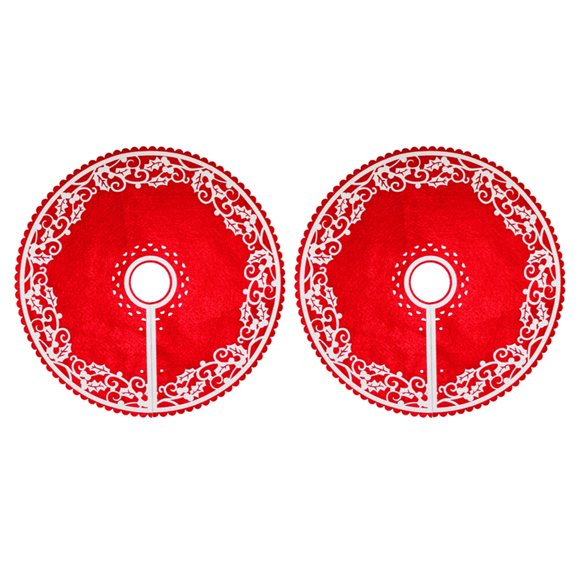 KAKOWELY 2 Pcs 30cm Creative Christmas Tree Skirt Tree Base Decoration Apron Wrap Christmas Decoration (Red),11.81"X11.81"X0.12"