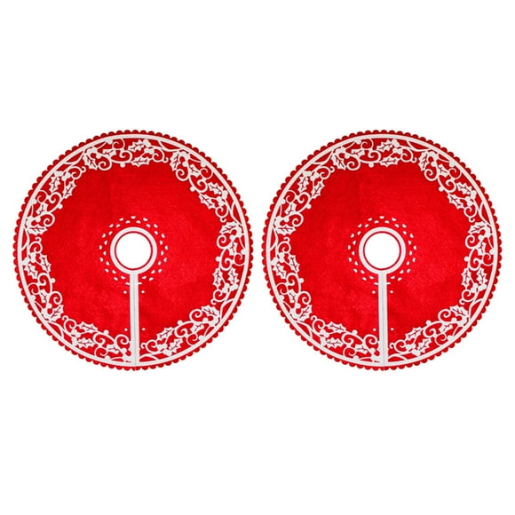 KAKOWELY 2 Pcs 30cm Creative Christmas Tree Skirt Tree Base Decoration Apron Wrap Christmas Decoration (Red),11.81"X11.81"X0.12"
