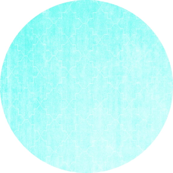 Ahgly Company Indoor Round Abstract Turquoise Blue Contemporary Area Rugs, 5' Round