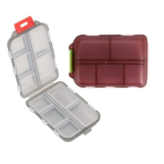 2Pcs Pill Organizer, Medicine Dispenser, Moisture-Proof Pill Boxes and Organizer, Portable Vitamin Container Holder, 10 Large Compartments, for Medication and Supplements