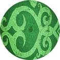 thumbnail image 1 of Ahgly Company Machine Washable Indoor Round Transitional Green Area Rugs, 3' Round, 1 of 7
