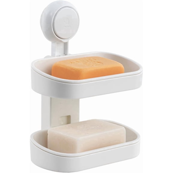 PLERISE Suction Cup Soap Holder for Shower, Self Draining Waterproof Removable Soap Dish for Tile Glass, 1 Pack