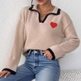 thumbnail image 7 of Byworldtasic Valentine's Day Oversized Sweaters for Women Long Sleeve V-neck Fall Tops Knit Pullover Sweaters, 7 of 7