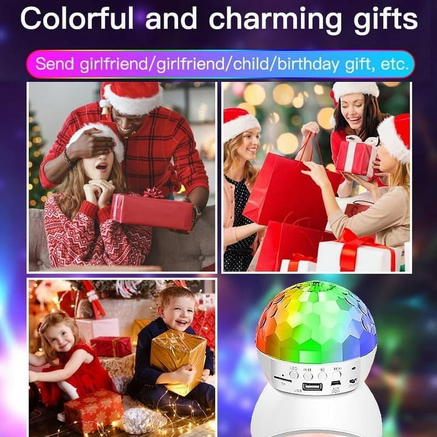 Disco Ball Light, DJ Strobe Light with Bluetooth Speaker RGB Stage Lights, Portable Crystal Party Lights for Xmas KTV Club Pub Show Home Theater
