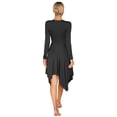 thumbnail image 2 of Alvivi Women's Long Sleeve Asymmetrical Praise Dance Dress Metallic Church Worship Lyrical Dancewear Black XL, 2 of 7