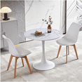 thumbnail image 2 of Velets Table à Manger Ronde Tulipe Mi-Siècle Moderne – Dessus en Marbre Blanc de 40 Pouces et Base Piédestal, 2 of 2
