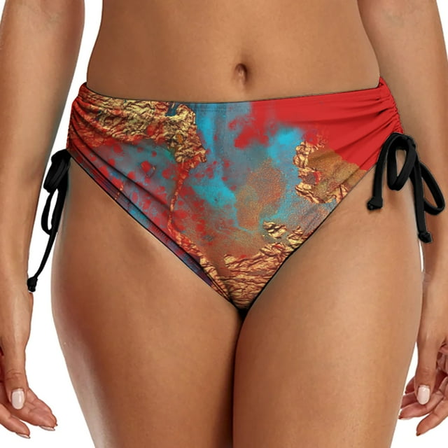 Aayomet Short de Bain Taille Haute pour Femmes Bas de Bikini avec Sangle Short de Bain (Violet, G)