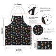 thumbnail image 7 of Black Colorful Skull Mushroom Pattern Apron-Garden Aprons for Women with Pockets-Cotton Linen Waterproof Kitchen Cooking Gardening Aprons Adjustable for Kitchen,Cooking,BBQ and Salon 33x27 Inch, 7 of 7