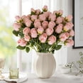 thumbnail image 6 of AURIGATE Artificial Rose Flower Stem 18.8in Plastic, 4 Colors Fake Rose Floral Spray for Home Vase Wedding Bridal Shower Party Table Centerpiece Decoration, 6 of 8