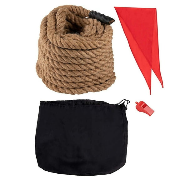 50 Foot Tug of War Rope with Flag for Outdoor Games, Field Day, Summer Camp, Family Reunion, Team Building Activities (Brown)