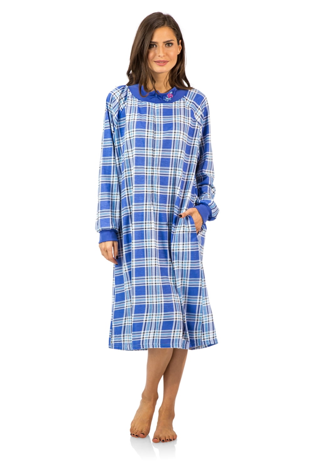 Casual Nights Casual Nights Women's Plaid Long Sleeve Zip Up Long